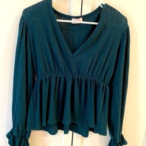 NWOT Pink Lily “It’s All Because Of You Emerald Blouse” size XS